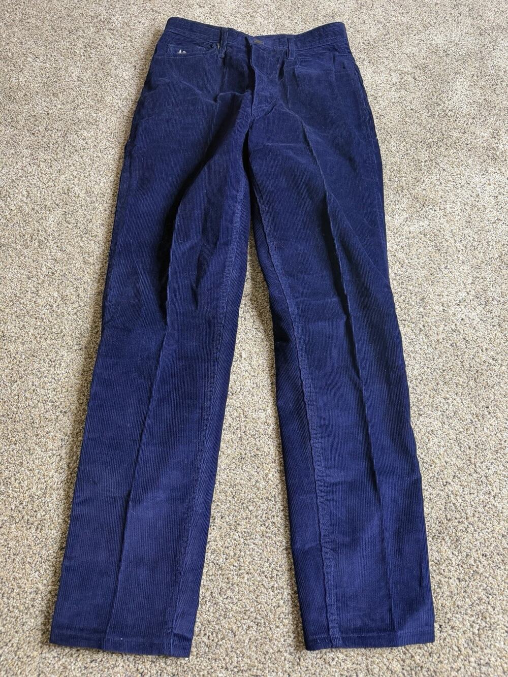 Vintage Gloria Vanderbilt 70s 80s Corduroy Jeans Dark Blue Size 30 High Rise